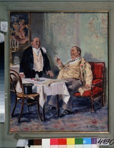 In een restaurant door Vladimir Egorovic Makovsky