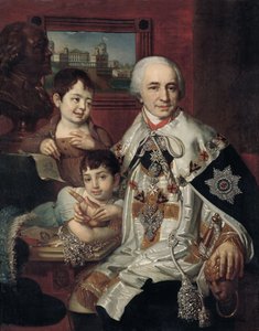 Portret van Admiraal Graaf Grigory Grigoryevich Kushelev 1754-1833 met kinderen, 1801