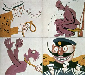 Spotprent tegen de Grondwetgevende Vergadering door Vladimir Mayakovsky
