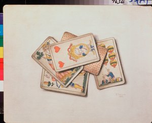 Speelkaarten, stilleven door Vladimir Pavlovich Sokolov