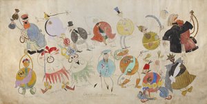 Kostuumontwerp voor het toneelstuk Mystery-Bouffe door Vladimir Mayakovsky