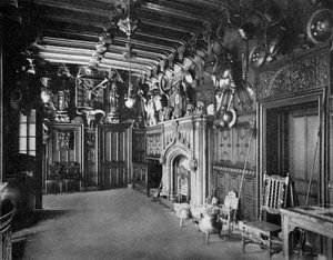 De hal van Abbotsford Hall, nabij Melrose, Schotland, 1924-1926 door WA Mansell