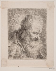 Baardige oude man, borstbeeld door W.A. Müller