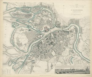Kaart van Petersburg, 1834