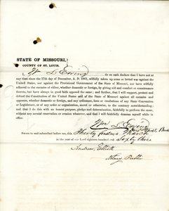 Loyaliteitseed van Wm. L. Ewing uit Missouri, County of St. Louis