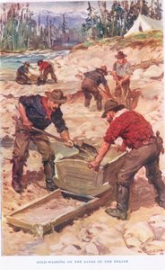Goudwassen aan de oevers van de Frazer, illustratie uit 