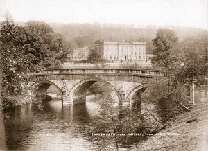Chatsworth House en de brug over de rivier Derwent, Derbyshire, 1853 door WR and S