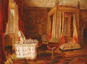 Interieur van een slaapkamer in Knole, Kent