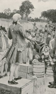 Gouverneur Phillip spreekt de eerste Australische kolonisten toe bij de landing in Sydney Cove