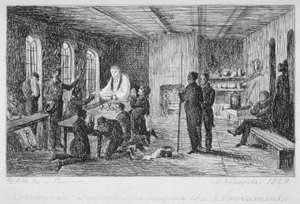 Binnen in de Newgate-gevangenis, Old Bailey, City of London, 1828