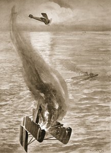 De vernietiging van een Duitse watervliegtuig door Flight-Sub-Lieutenant Ince voor de Belgische kust door W. Avis
