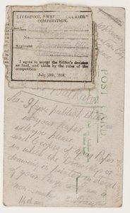 Ansichtkaart aan de redacteur van de Liverpool Weekly Courier, 14 augustus 1918