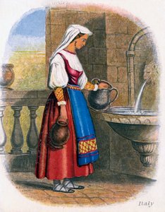 Italiaanse vrouw die water verzamelt, 1809 door W. Dickes
