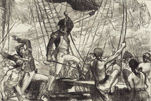 Zeegevecht (litho) door John Ward Dunsmore