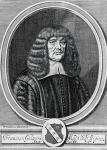 Portret van Francis Glisson (1597-1677), Britse natuurkundige, anatoom en arts, gravure door John Ward Dunsmore
