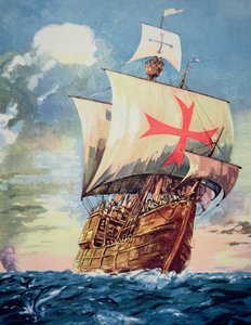De Santa Maria brengt Christoffel Columbus naar Amerika in 1492 door John Ward Dunsmore