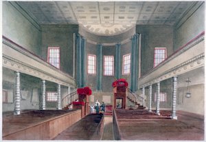 Interieur van de Nieuwe Kerk van St Pancras, Londen, 1855