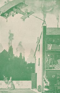 Een verlaten jonge piloot die iemand anders rantsoenen toe-eigent, c1918 1919 door William Heath Robinson