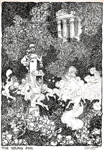 De jonge Pan - Fase één, ca. 1920 door William Heath Robinson