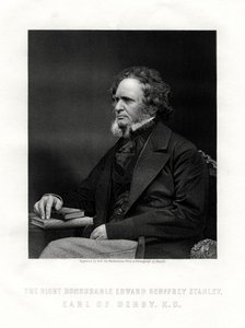 Edward Geoffrey Smith-Stanley, 14e Graaf van Derby, Britse staatsman, ca. 1850-1899 door W. Holl
