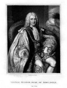 Thomas Pelham-Holles, 1e Hertog van Newcastle-upon-Tyne, Britse Whig staatsman, 1831 door W. Holl