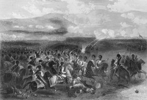 Aanval van zware cavalerie bij de Slag om Balaclava tijdens de Krimoorlog, 1854 1857 door W. Hulland