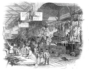 Leadenhall Markt, op Kerstavond, 1845 door W. J. Linton