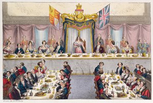 Koningin Victoria (1819-1901) drinkt de gezondheid van de burgers van Londen op het Guildhall Banket, 1837 door W. Lake