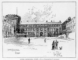 Lower Castle Yard, Dublin, gegraveerd door Herbert Railton (1857-1910)