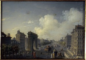De poort van Saint-Denis en de boulevard, tussen 1801 en 1850 door W. Lebelle