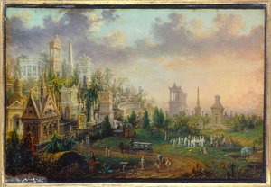 De begraafplaats Père Lachaise in Parijs door W. Lebelle