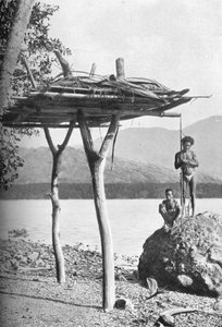 Dodenplatform in Nieuw-Guinea, 1902 door W. Lindt