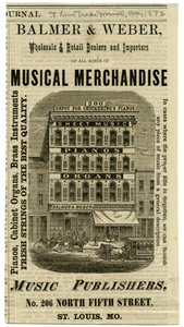 Balmer en Weber Groothandel en Detailhandel Dealers en Importeurs van Muzikale Merchandise, 206 North Fourth Street.