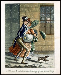 Een vrolijk kerstfeest en een gelukkig nieuwjaar, Victoriaanse kerstkaart door W. Summers