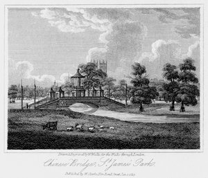 Chinese brug, St Jamess Park, Westminster, Londen, 1817