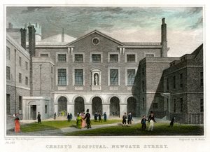 Christs Hospital School, Newgate Street, City of London, 1831 door W. Wallis