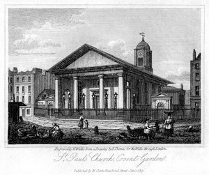 St. Pauls Kerk, Covent Garden, Westminster, Londen, 1817 door W. Wallis