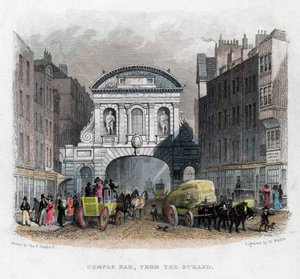 Temple Bar, vanaf de Strand, Londen, 1829 door W. Wallis