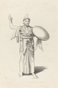 Minerva, van een bronzen beeld door Daedalus door W. Walton after John Flaxman