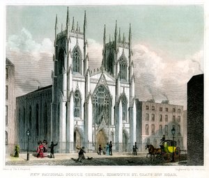 Nieuwe Nationale Schotse Kerk, Sidmouth Street en Grays Inn Road, Londen, 1829 door W Watkins