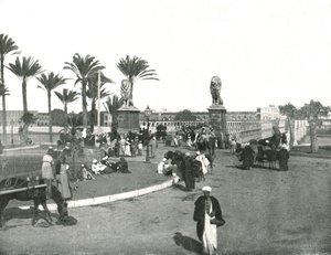 De Kasr-el-nil brug, Caïro, Egypte, 1895