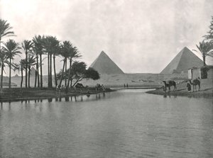 De Piramides en de Nijl, Gizeh, Egypte, 1895 door W and S Ltd