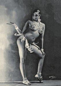 Josephine Baker in haar beroemde Bananenkostuum ca. 1927 (zwart-wit foto) door Walery