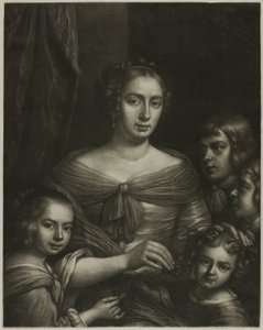 De vrouw en kinderen van de kunstenaar door Wallerand Vaillant