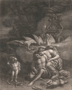 Adonis sterft in de armen van Venus door Wallerant Vaillant