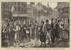 De oorlog in Egypte, vertrek van Turkse troepen uit Constantinopel door Walter Charles Horsley
