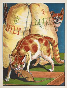 Een kat die een rat doodt door Walter Crane