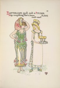 Boterbloemen goud en bekerplant. Twee jonge vrouwen door Walter Crane
