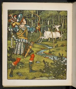 Illustratie voor het verhaal, de Hinde in het bos door Walter Crane