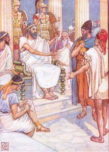 Solon de wijze wetgever van Athene, illustratie uit Het Verhaal van Griekenland, 1930s door Walter Crane